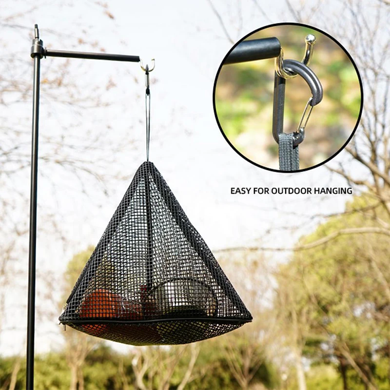 Food Storage Not Plastic - Outdoor Camping ห้องครัวแขวนสุทธิห้องครัวถุงเก็บพับได้เครื่องครัวแห้งสุทธิสามเหลี่ยมแห้งสุทธิอาหารแห้ง Organizer