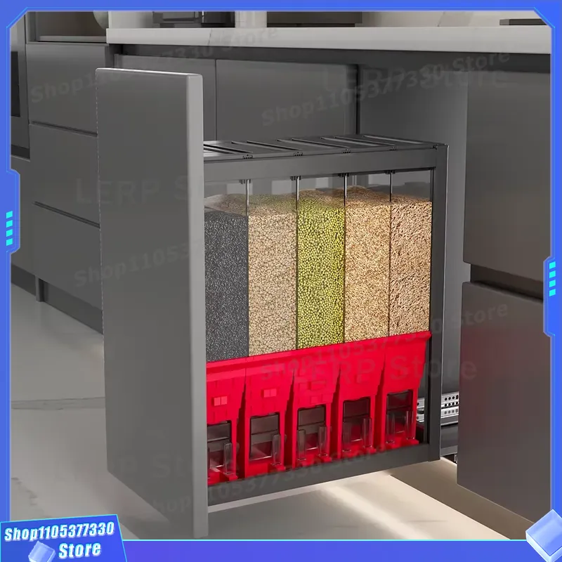 Food Storage Without Pantry - กล่องเก็บของในครัวอเนกประสงค์ ชั้นวางแบบดึงออกได้ ตะกร้าใส่ข้าวสาร ตู้เก็บของในครัวเรือน สำหรับเก็บอาหารและธัญพืช