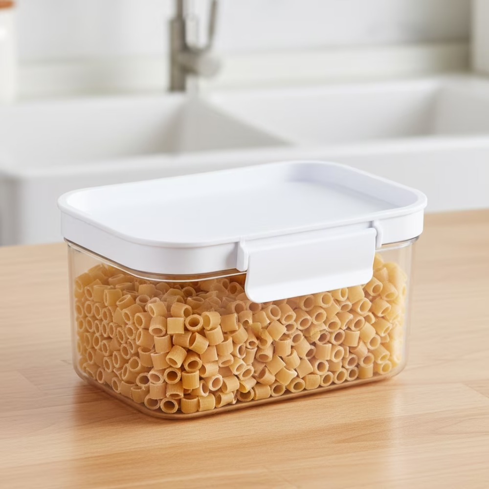 Food Storage And Organizer - กล่องเก็บอาหารพลาสติกทรงสี่เหลี่ยมขนาดเล็กพร้อมฝาปิด กล่องเก็บอาหารแห้งในครัว ปิดสนิท สำหรับแป้ง น้ำตาล กาแฟ