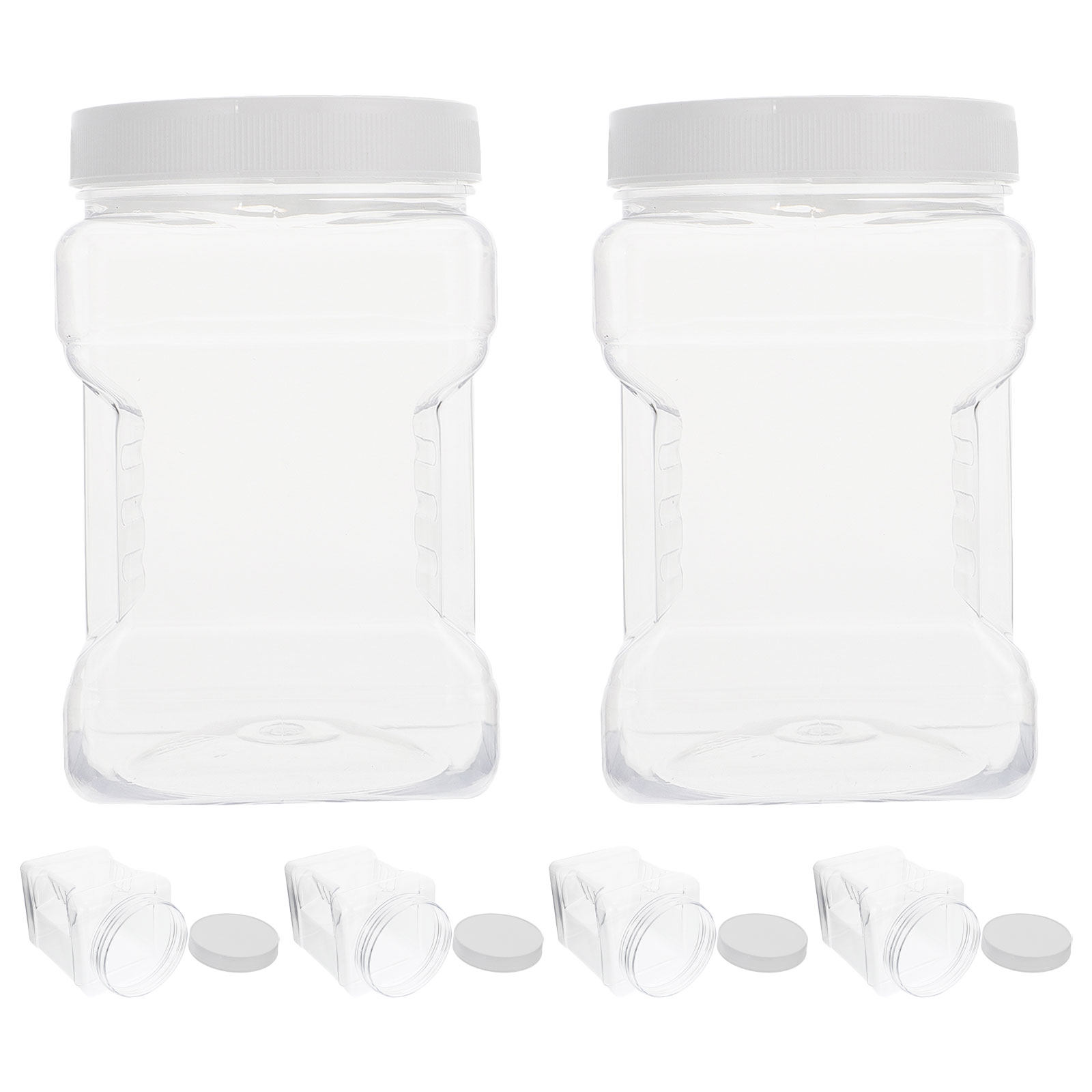 Food Storage Plastic - โหลเก็บของใส 6 ชิ้น ทรงสี่เหลี่ยม ปิดสนิท พร้อมที่จับกันลื่น