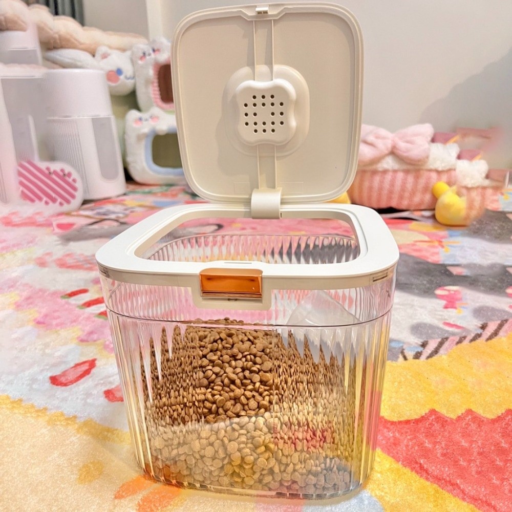 Food Storage For Dog - กล่องเก็บอาหารสัตว์เลี้ยงแบบฝาพับ โปร่งใส ความจุขนาดใหญ่ กล่องอาหารแมวแบบแห้ง กล่องพลาสติกปิดผนึกสำหรับเก็บอาหารสัตว์เลี้ยง