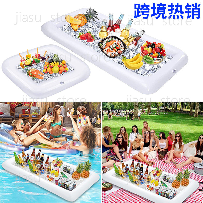 Food Storage In Cooler - ถาดแช่เย็นแบบเป่าลมอเนกประสงค์สำหรับวางเครื่องดื่ม ผลไม้ และอาหารในงานปาร์ตี้ริมสระน้ำ
