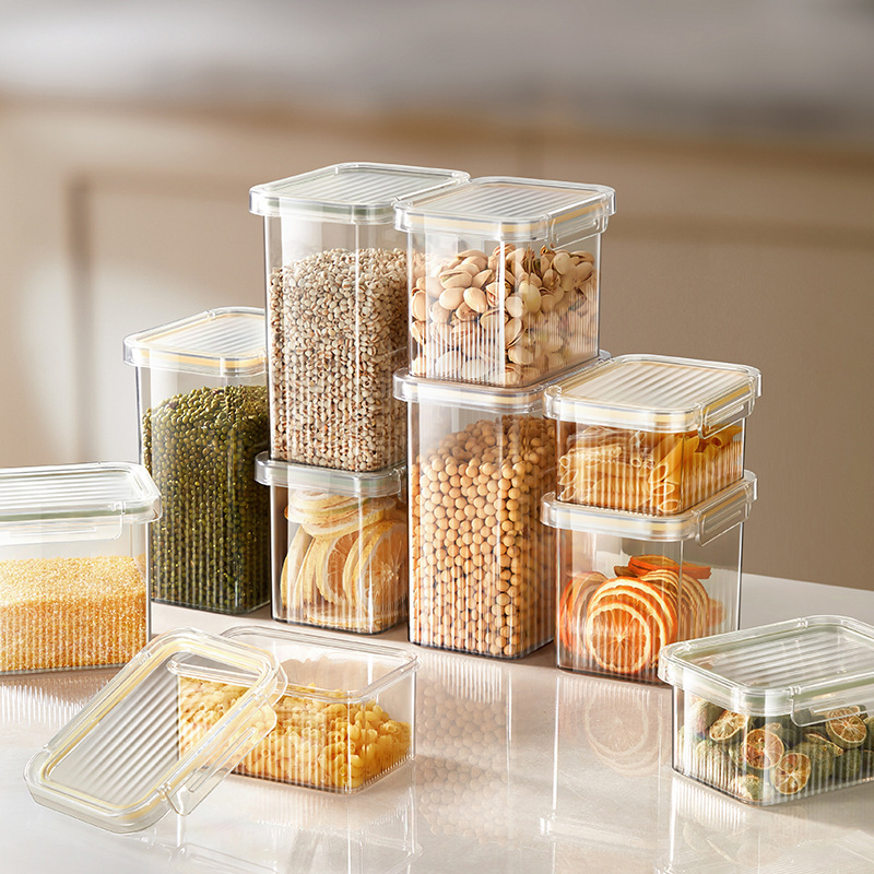 Food Storage Not Plastic - ภาชนะเก็บสี่เหลี่ยม 1 ชิ้นสําหรับถนอมอาหาร โถเก็บปิดผนึกสําหรับธัญพืชและถั่วเหลืองเบ็ดเตล็ด ขวดพลาสติก