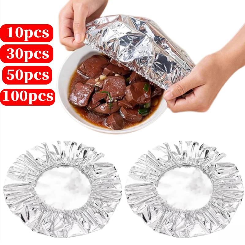 Food Storage Bowls - 10-100PCS ฝาครอบฉนวนกันความร้อนแบบใช้ซ้ำได้, อลูมิเนียมฟอยล์ยืดหยุ่นสำหรับเก็บอาหาร, ถุงเก็บอาหารสดสำหรับแซนวิช