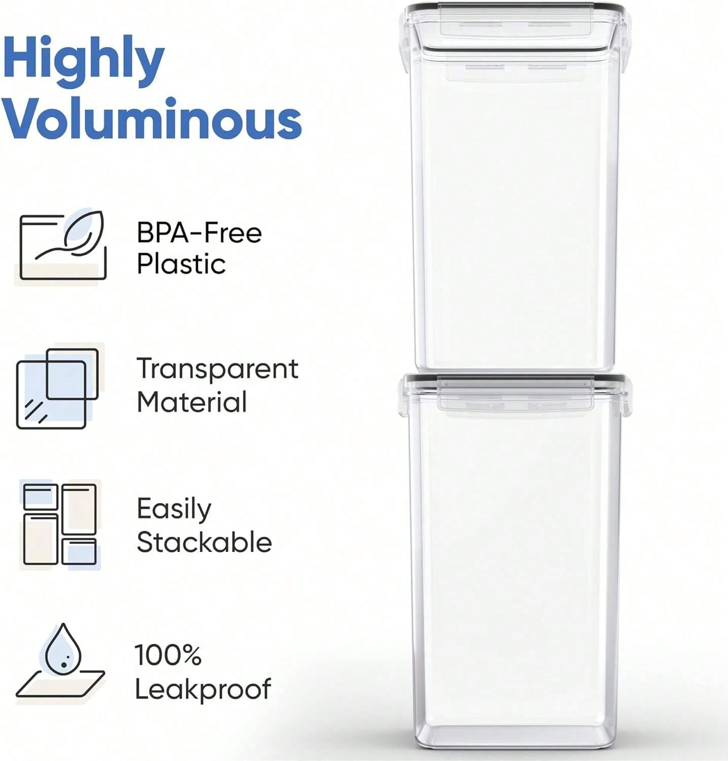 Food Storage Labels - ภาชนะเก็บแป้งและน้ำตาลขนาดใหญ่พิเศษ ความจุ 9.5 ลิตร Oz; ชุดภาชนะเก็บอาหารพลาสติกสุญญากาศ
