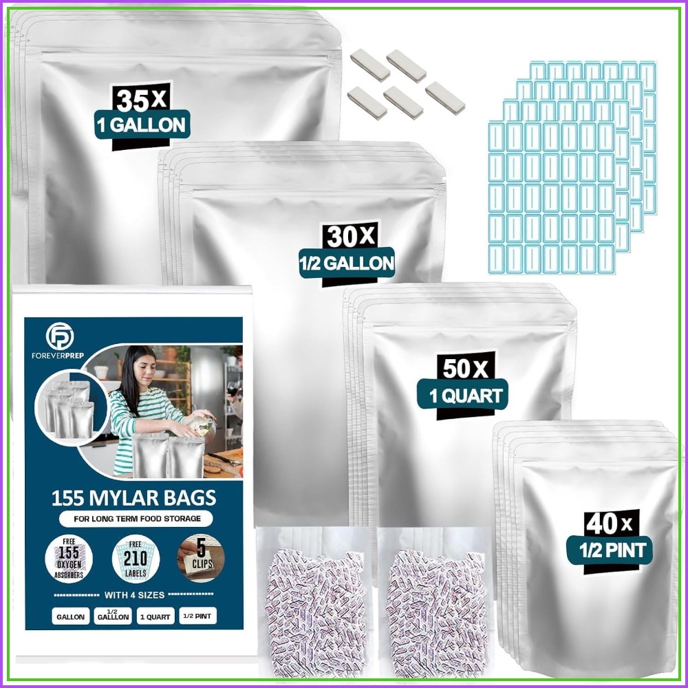 Food Storage Labels - ถุงไมลาร์ 155 ใบ พร้อมตัวดูดซับออกซิเจน 155 ชิ้น-210