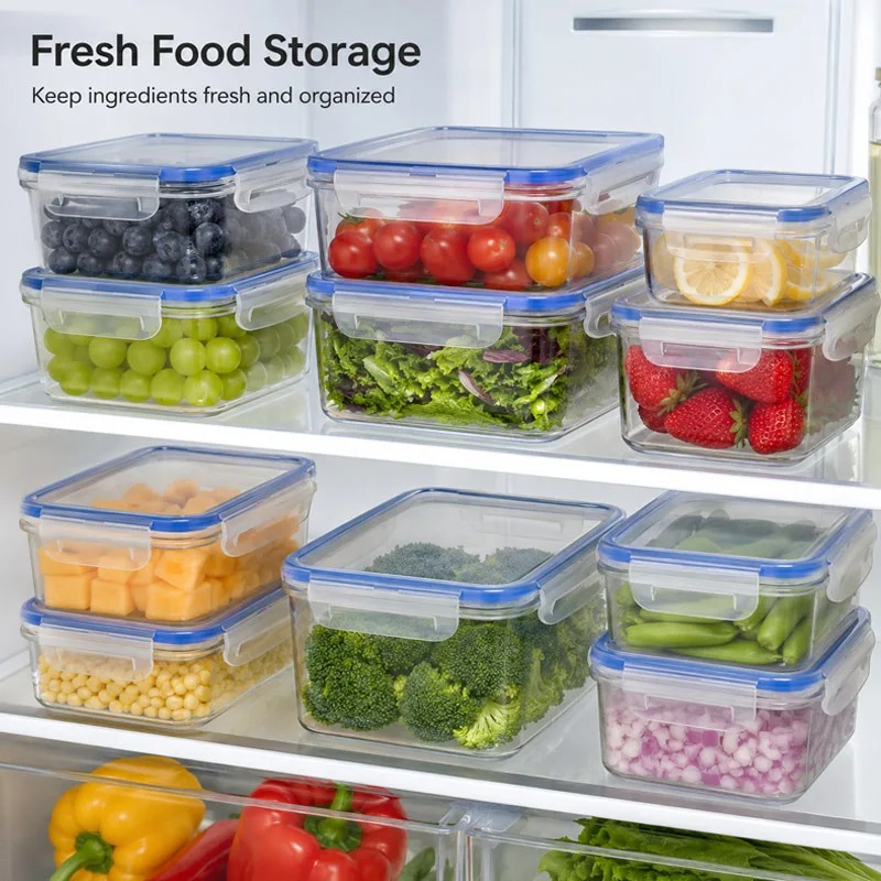 Food Storage Box Plastic - กล่องเก็บอาหารในตู้เย็น 4 ขนาด กล่องพลาสติกเก็บอาหารสด กล่องพลาสติกสำหรับแช่เย็น กล่องอุ่นอาหารในไมโครเวฟ