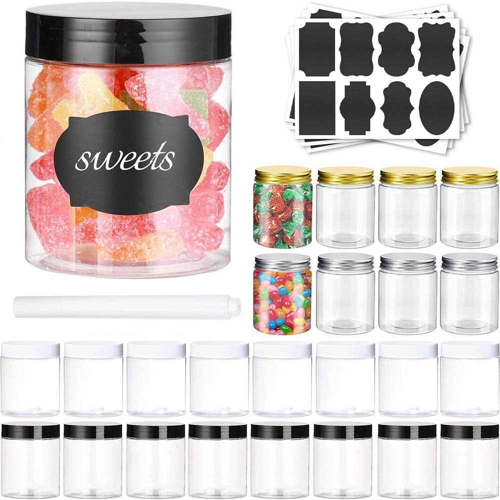 Food Storage Not Plastic - ขวดพลาสติกขนาด 8 ออนซ์ พร้อมฝาปิด ภาชนะใสสำหรับใส่สไลม์ ใช้ในครัวและบ้าน
