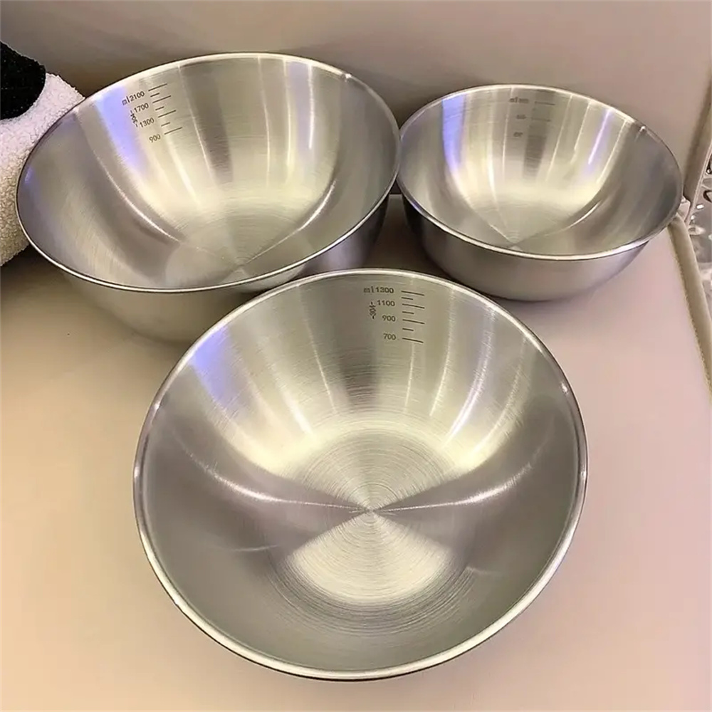Food Storage Bowls - ชุดชามสแตนเลส 1-3 ใบ พร้อมสเกล สำหรับทำอาหาร อบขนม
