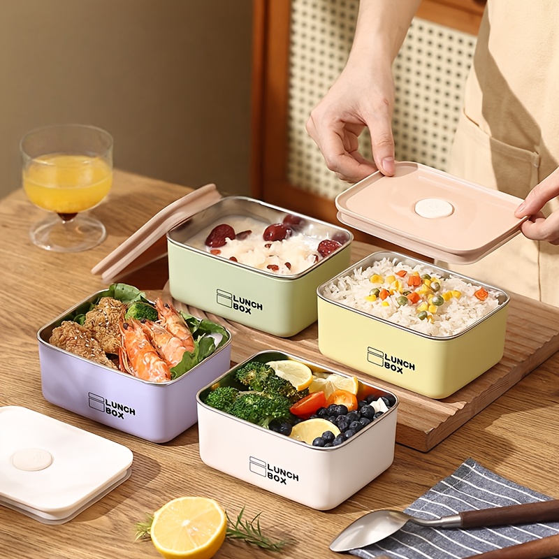 Food Storage Bowls - ชุดกล่องเก็บอาหารสแตนเลสป้องกันการรั่วซึม [ชุด 4 ชิ้น] สำหรับการเดินทางและปิกนิก พร้อมฝาปิด