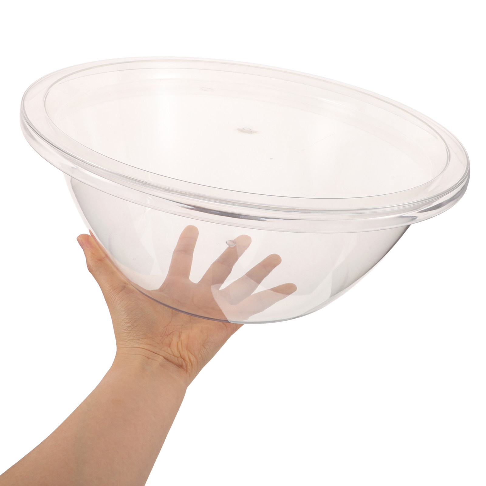Food Storage Bowls - ชุดชามผสมอาหารพลาสติก 2 ชิ้น ชามสลัดใสแบบซ้อนกันได้พร้อมฝาปิดทรงโดม สำหรับเตรียมอาหาร เสิร์ฟอาหาร