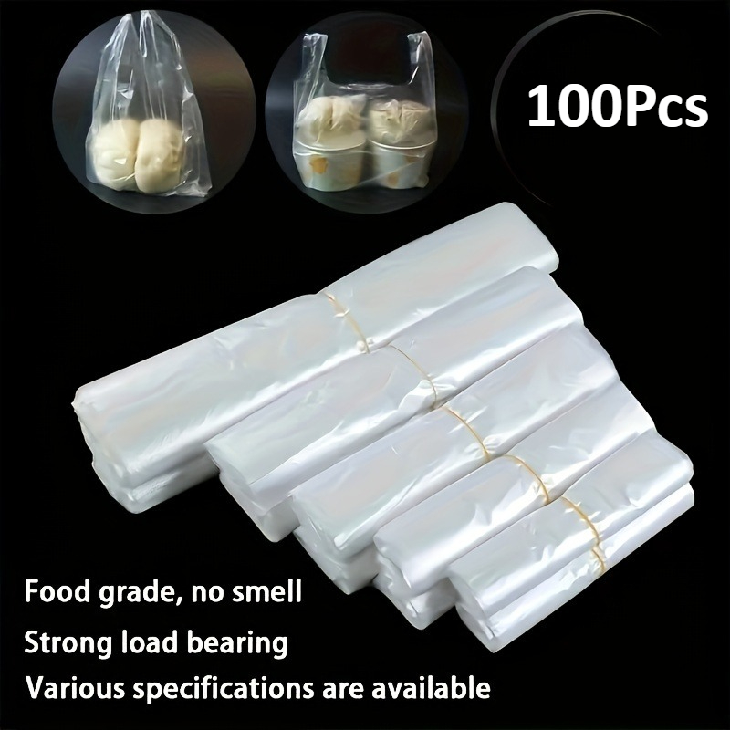 Food Storage Plastic - 100 ชิ้นมินิถุงพลาสติกใสแบบใช้แล้วทิ้ง 3 ขนาดตัวเลือกซูเปอร์มาร์เก็ตช้อปปิ้งถุงบรรจุภัณฑ์เก็บอาหาร