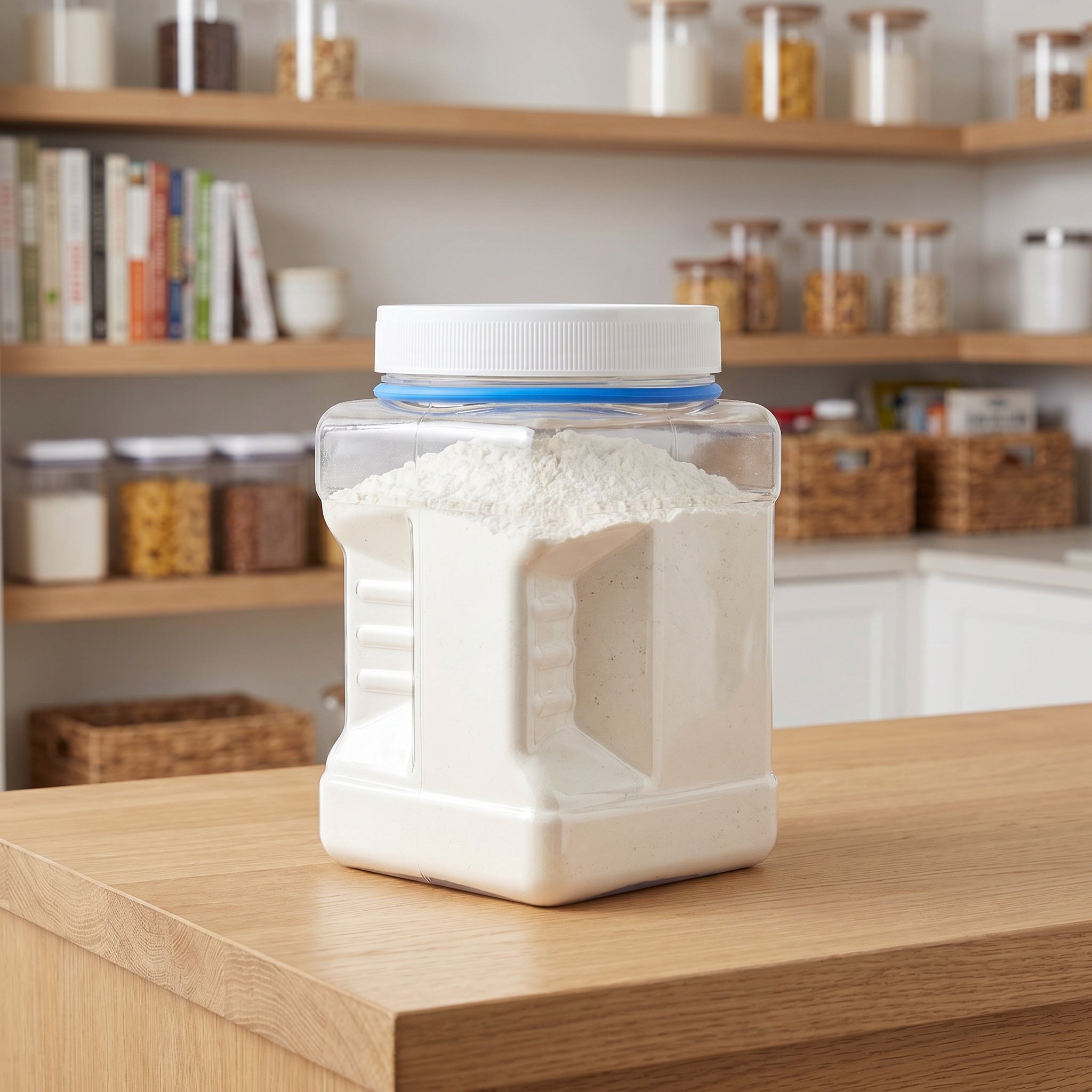 Food Storage And Organizer - ขวดเก็บอาหารสุญญากาศทรงสี่เหลี่ยมใส 6 ชิ้น ภาชนะพลาสติกปากกว้าง ใช้ซ้ำได้ สำหรับจัดระเบียบตู้เก็บของ