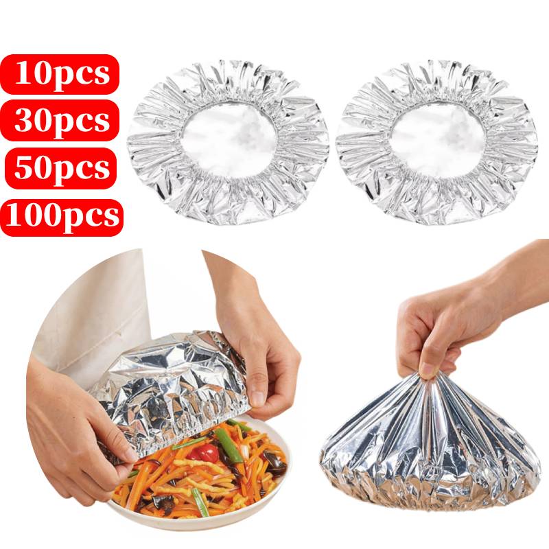 Food Storage Bowls - 10-100PCS ฝาครอบฉนวนกันความร้อนแบบใช้ซ้ำได้, อลูมิเนียมฟอยล์ยืดหยุ่นสำหรับเก็บอาหาร, ถุงเก็บอาหารสดสำหรับแซนวิช