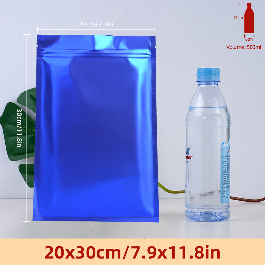 Food Storage Reusable Bags - 100 ชิ้น ถุงซิปฟอยล์สีน้ำเงินด้าน, ถุงเก็บของแบบใช้ซ้ำได้สำหรับขนมโฮมเมด, อาหารประจำวันแบบต่างๆ แพ็คสินค้าชิ้นเล็ก