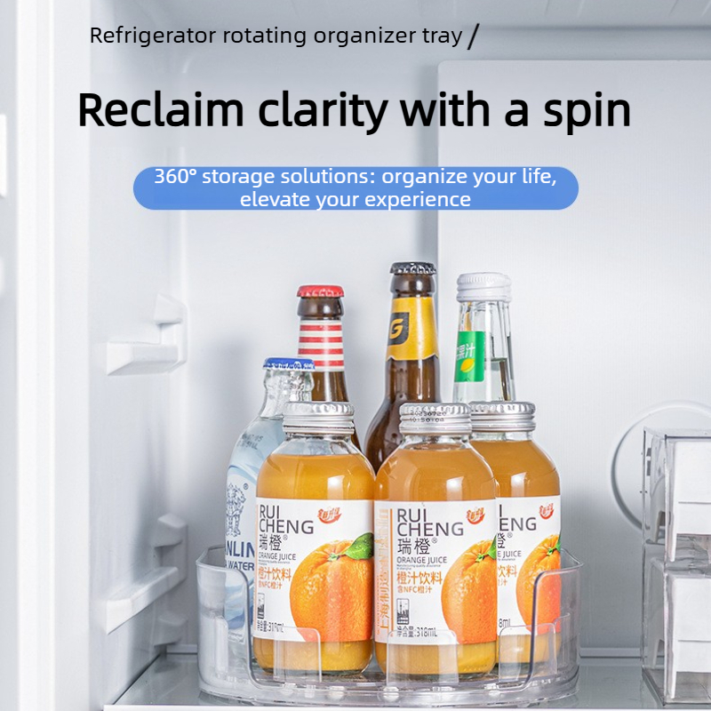 Food Storage In Cabinets - 360 ° ถาดหมุนสำหรับจัดระเบียบตู้เย็น ถาดเก็บของแบบหมุน ถาดใสสำหรับจัดเก็บอาหาร ชั้นวางเครื่องเทศ