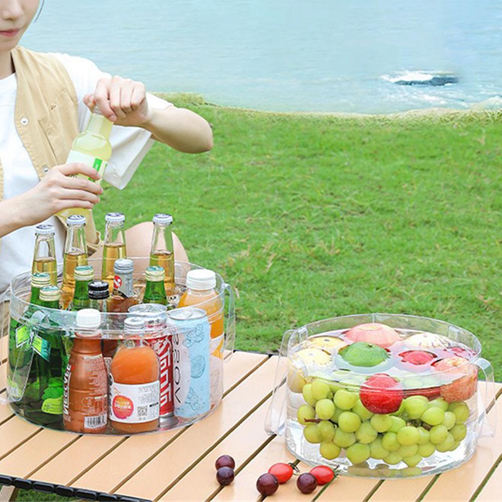Food Storage Not Plastic - พับโปร่งใสถังปิคนิคตะกร้าผลไม้แบบพกพาอ่างล้างหน้าเก็บอาหารกลางแจ้งอ่างล้างหน้า Tourist Camping ใช้