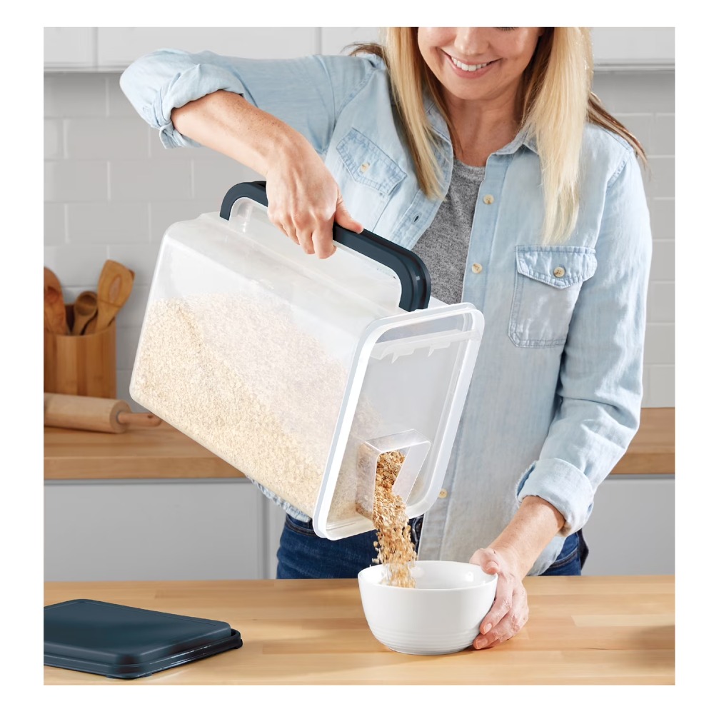 Food Storage And Organizer - ภาชนะเก็บอาหารพลาสติกขนาดใหญ่พร้อมฝาปิดและหูหิ้ว 46 ช่อง สำหรับจัดระเบียบตู้กับข้าว เก็บซีเรียล อาหารแห้ง