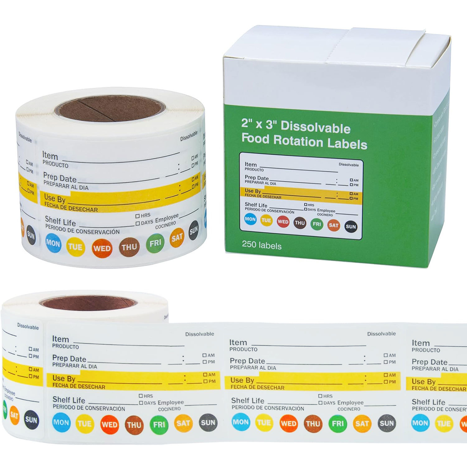 250 ชิ้น/ม้วน ป้ายวันที่อาหาร  - Food Storage Labels บทวิจารณ์และราคา