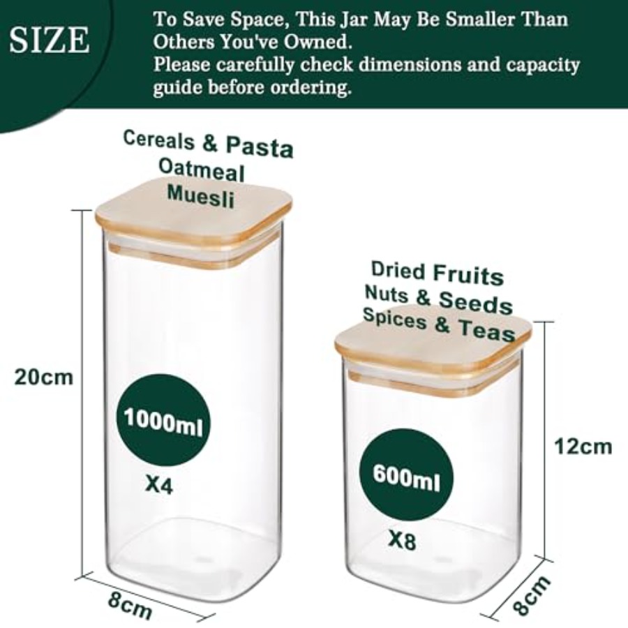 ชุดโหลแก้วทรงสี่เหลี่ยมพร้อมฝา - Food Storage Glass Containers บทวิจารณ์และราคา