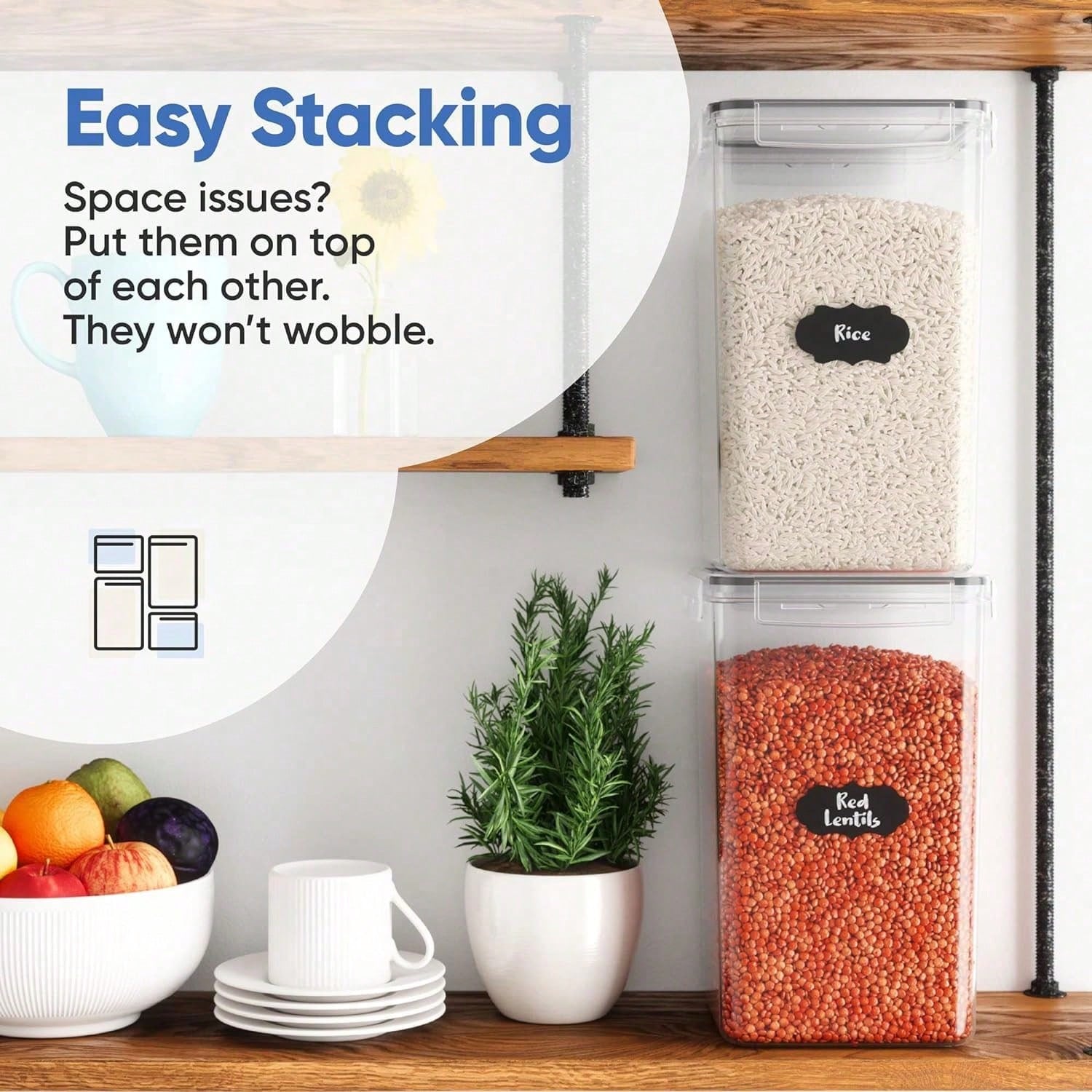 ภาชนะเก็บแป้งและน้ำตาลขนาดใหญ่ - Food Storage Labels บทวิจารณ์และราคา