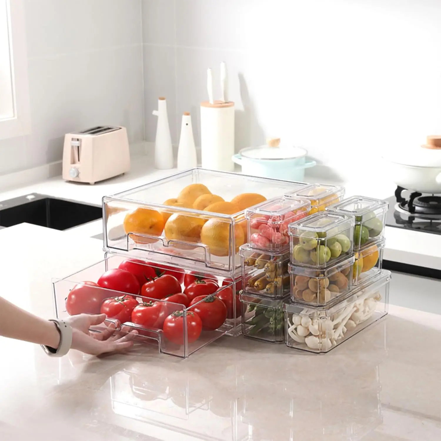 กล่องจัดระเบียบตู้เย็นแบบใส 10 - Food Storage Without Pantry บทวิจารณ์และราคา
