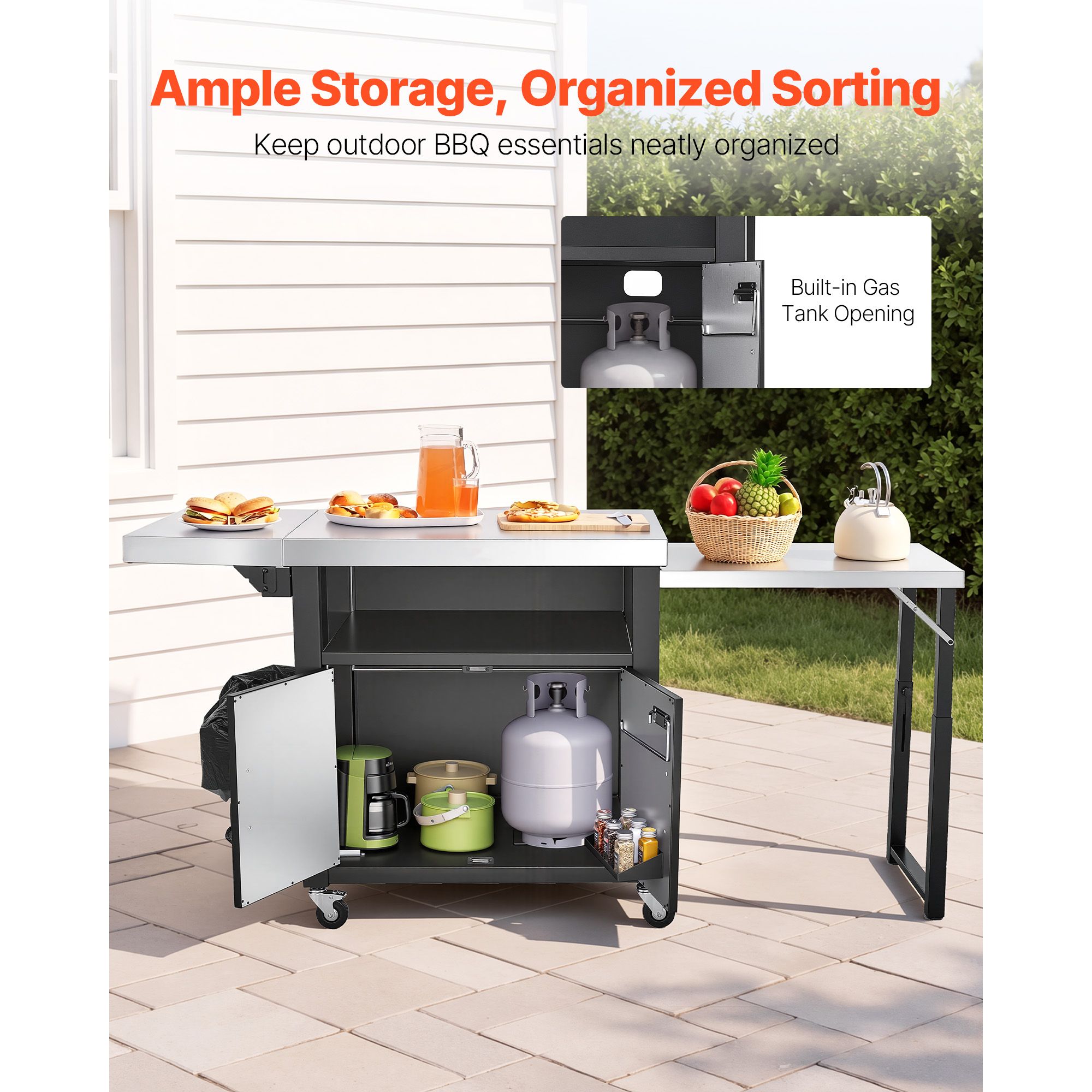 รถเข็นปิ้งย่างกลางแจ้งพร้อมตู้ - Food Storage In Cabinets บทวิจารณ์และราคา