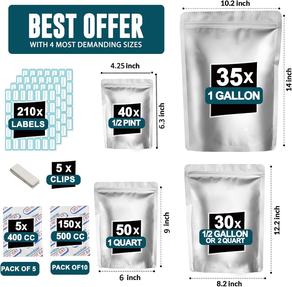 ถุงไมลาร์ 155 ใบ พร้อมตัวดูดซั - Food Storage Labels บทวิจารณ์และราคา