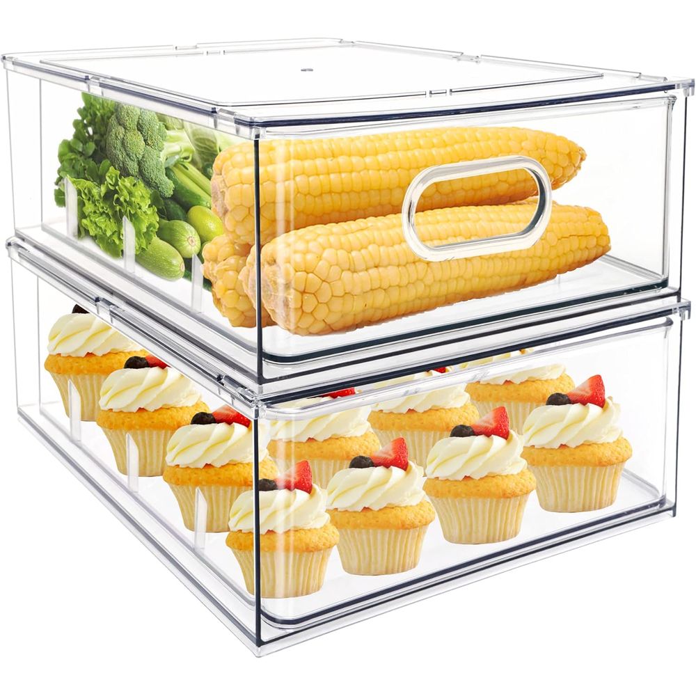 กล่องจัดระเบียบตู้เย็นแบบซ้อนไ - Food Storage Without Pantry บทวิจารณ์และราคา