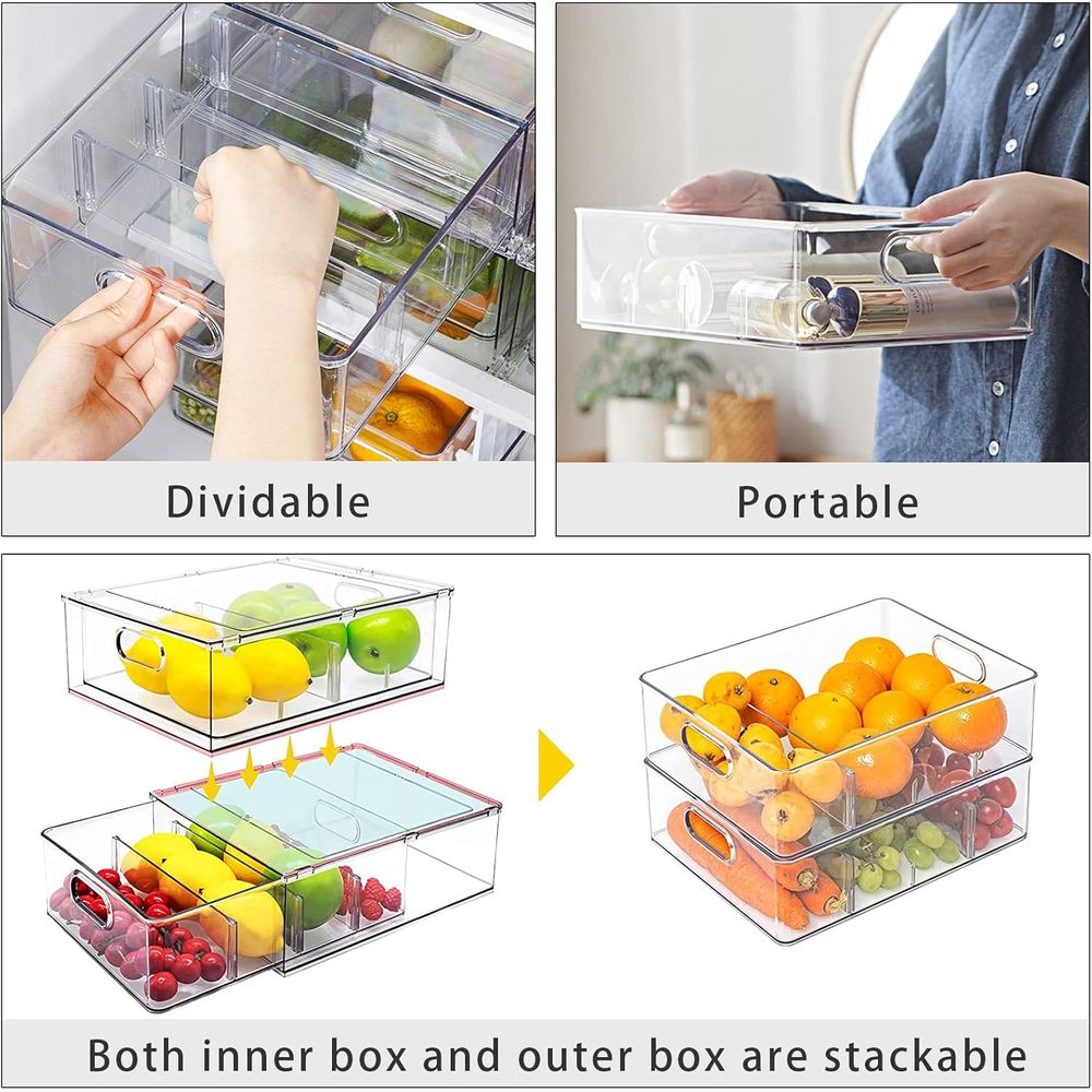 กล่องจัดระเบียบตู้เย็นแบบซ้อนไ - Food Storage Without Pantry บทวิจารณ์และราคา