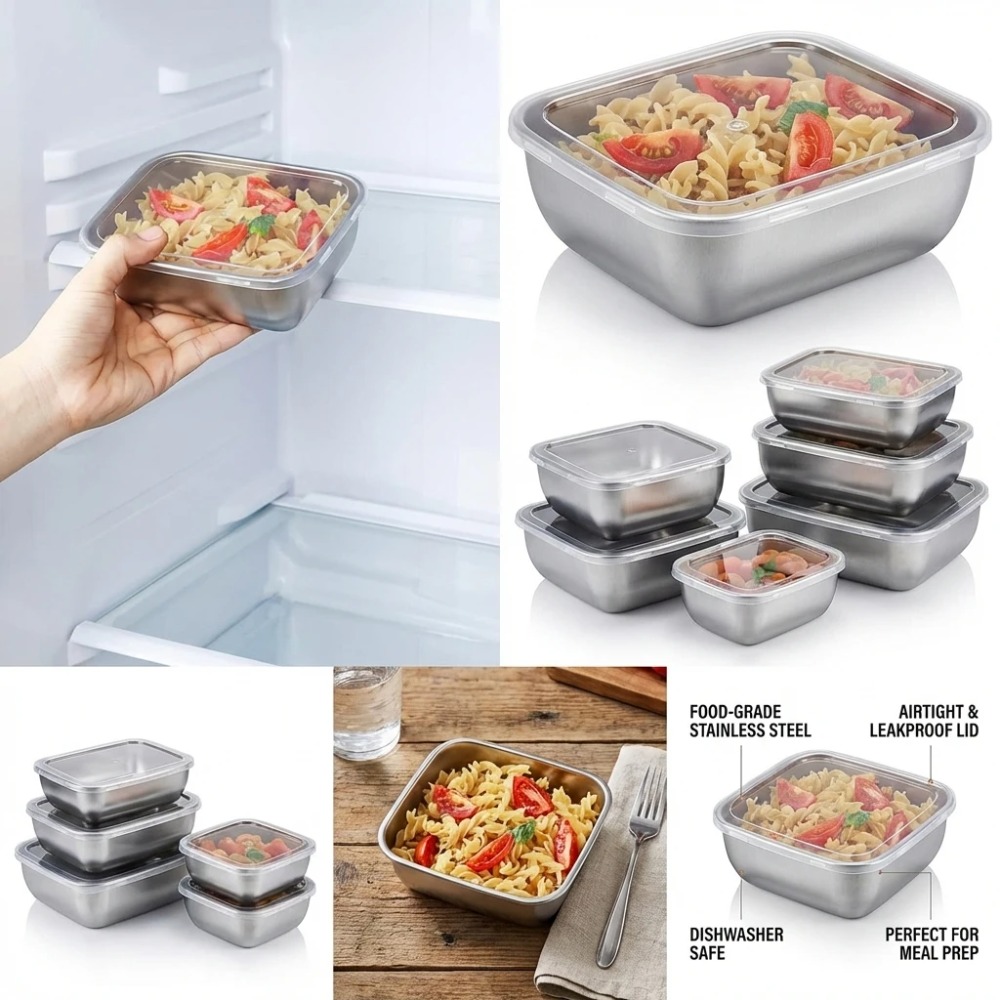 ชุดกล่องเก็บอาหารสแตนเลส 6 ชิ้ - Food Storage Bowls บทวิจารณ์และราคา