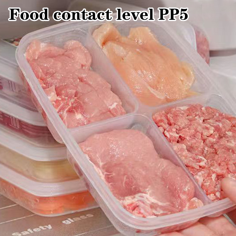 ใหม่【กล่องเก็บของพลาสติก 4 ช่อ - Food Storage Box Plastic บทวิจารณ์และราคา