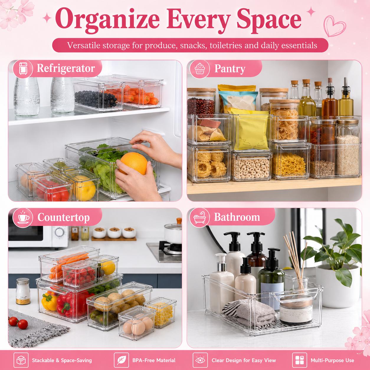กล่องจัดระเบียบตู้เย็นแบบซ้อนก - Food Storage Without Pantry บทวิจารณ์และราคา