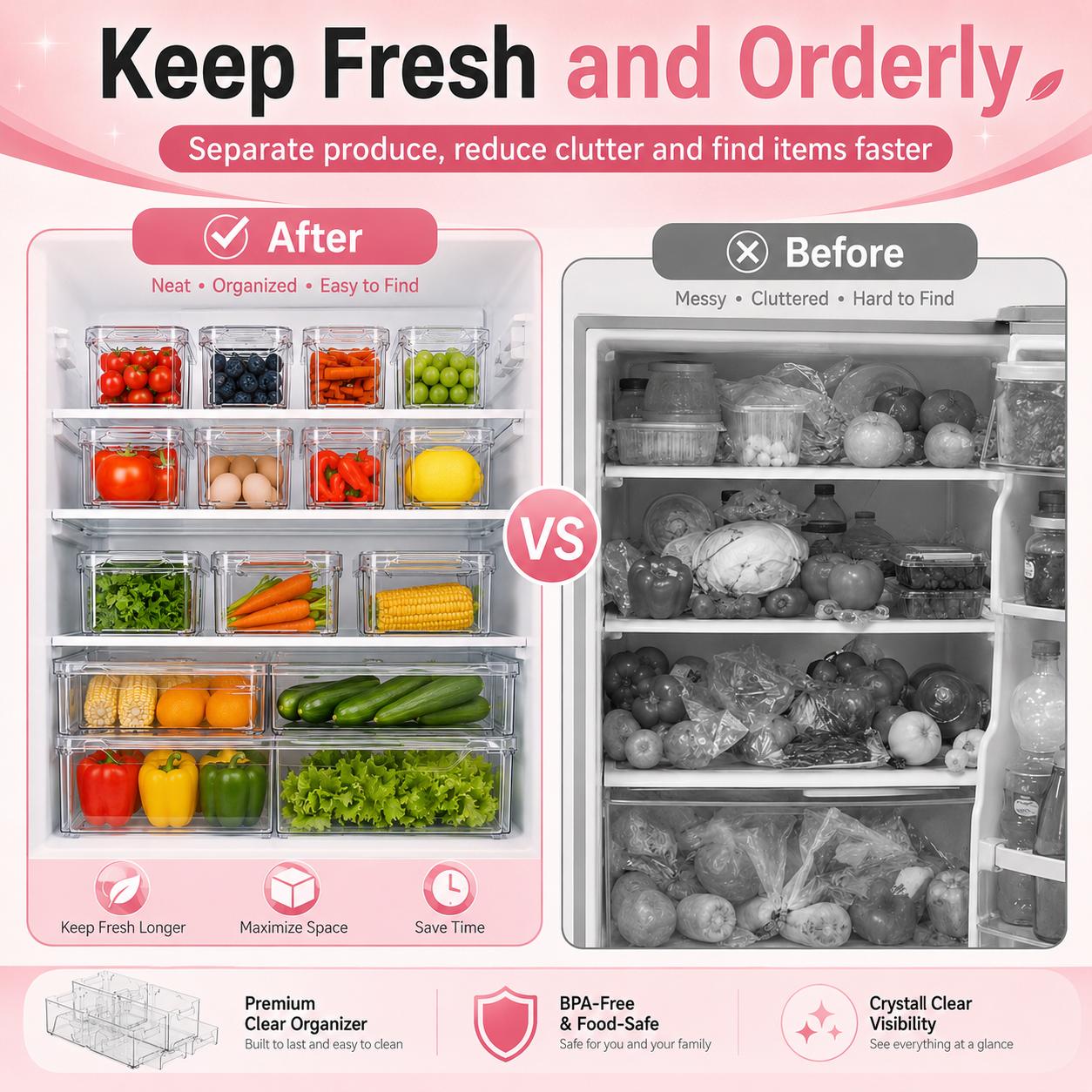 กล่องจัดระเบียบตู้เย็นแบบซ้อนก - Food Storage Without Pantry บทวิจารณ์และราคา