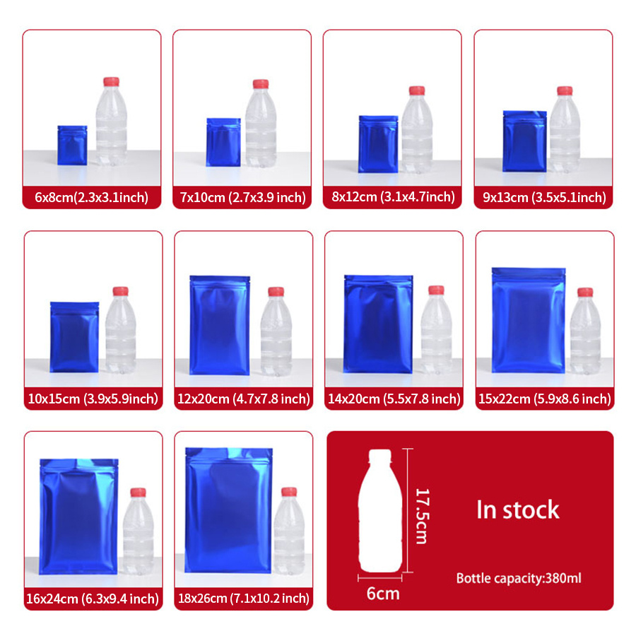 100 ชิ้น ถุงซิปฟอยล์สีน้ำเงินด - Food Storage Reusable Bags บทวิจารณ์และราคา
