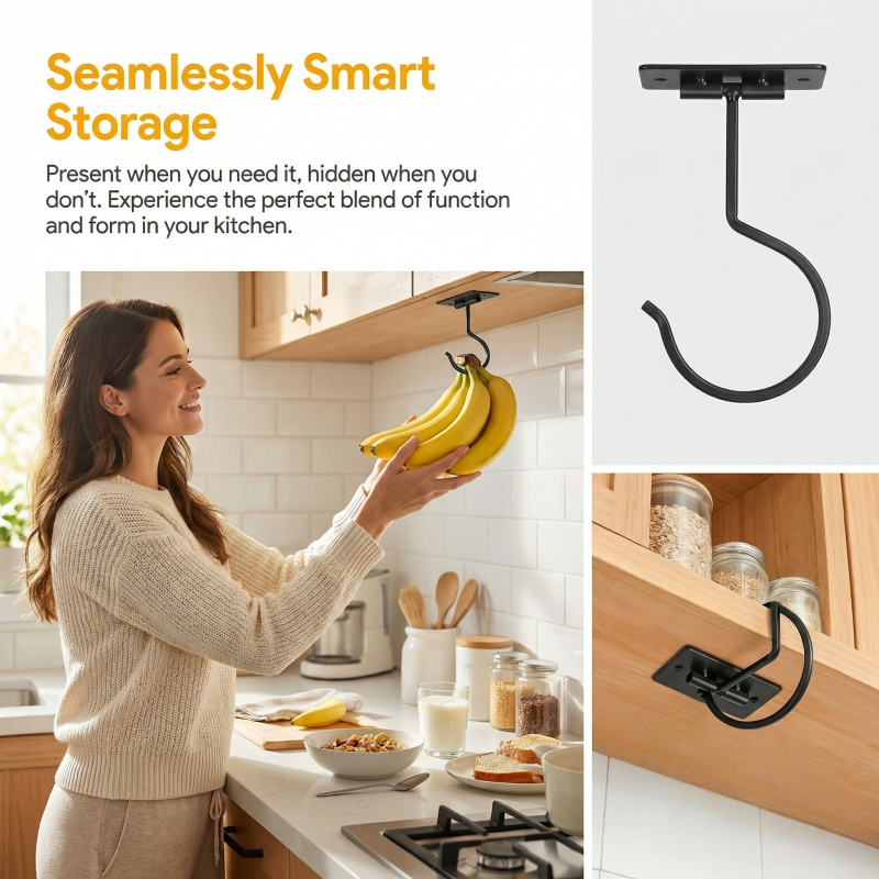 ตะขอแขวนกล้วยแบบติดผนังโลหะสีด - Food Storage And Organizer บทวิจารณ์และราคา